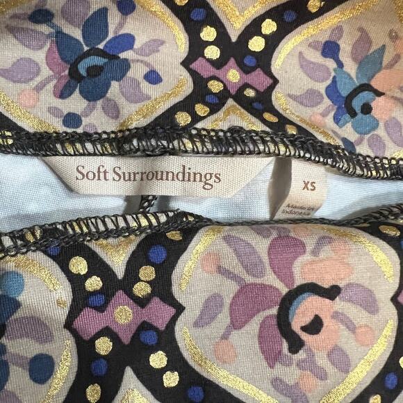 Soft Surroundings Moroccan Print Metallic Gold Accent Ponte Pants NEW Size XS - Picture 4 of 8